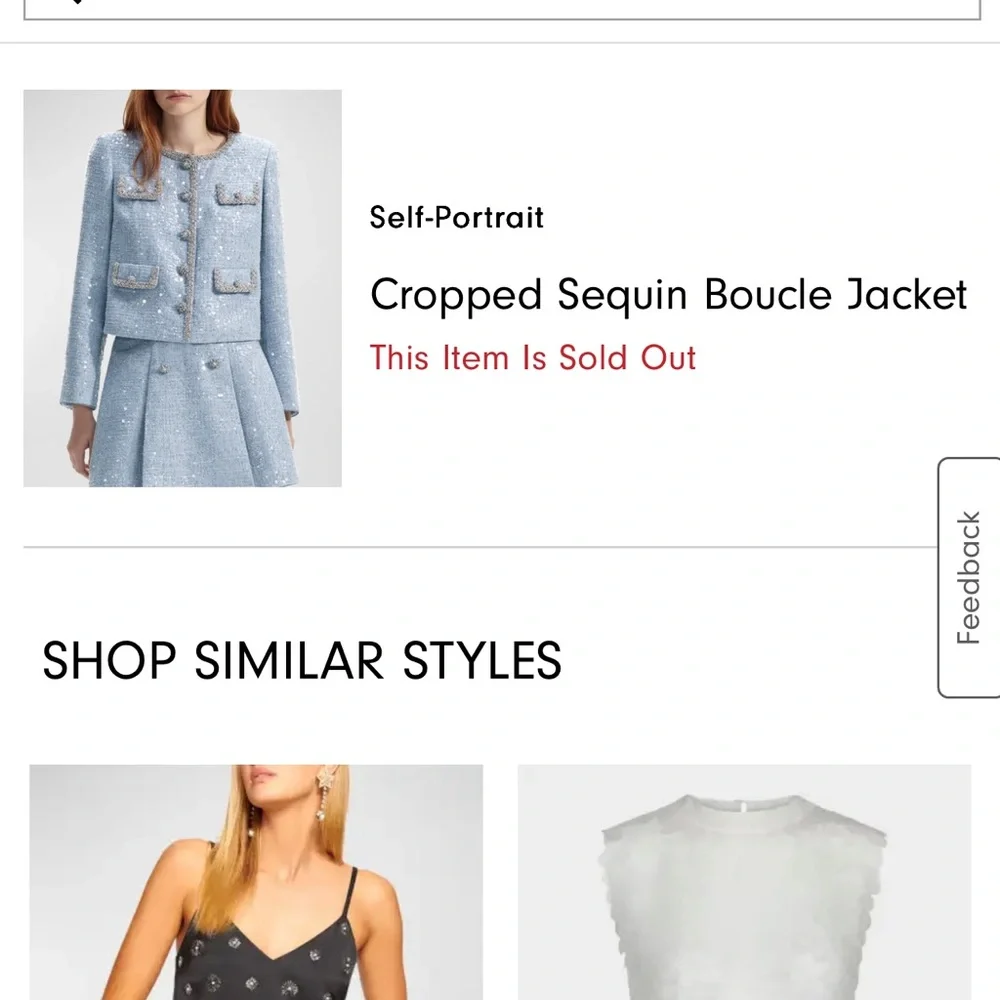 Self-Portrait Blue Sequin Boucle Jacket - Picture 2 of 3